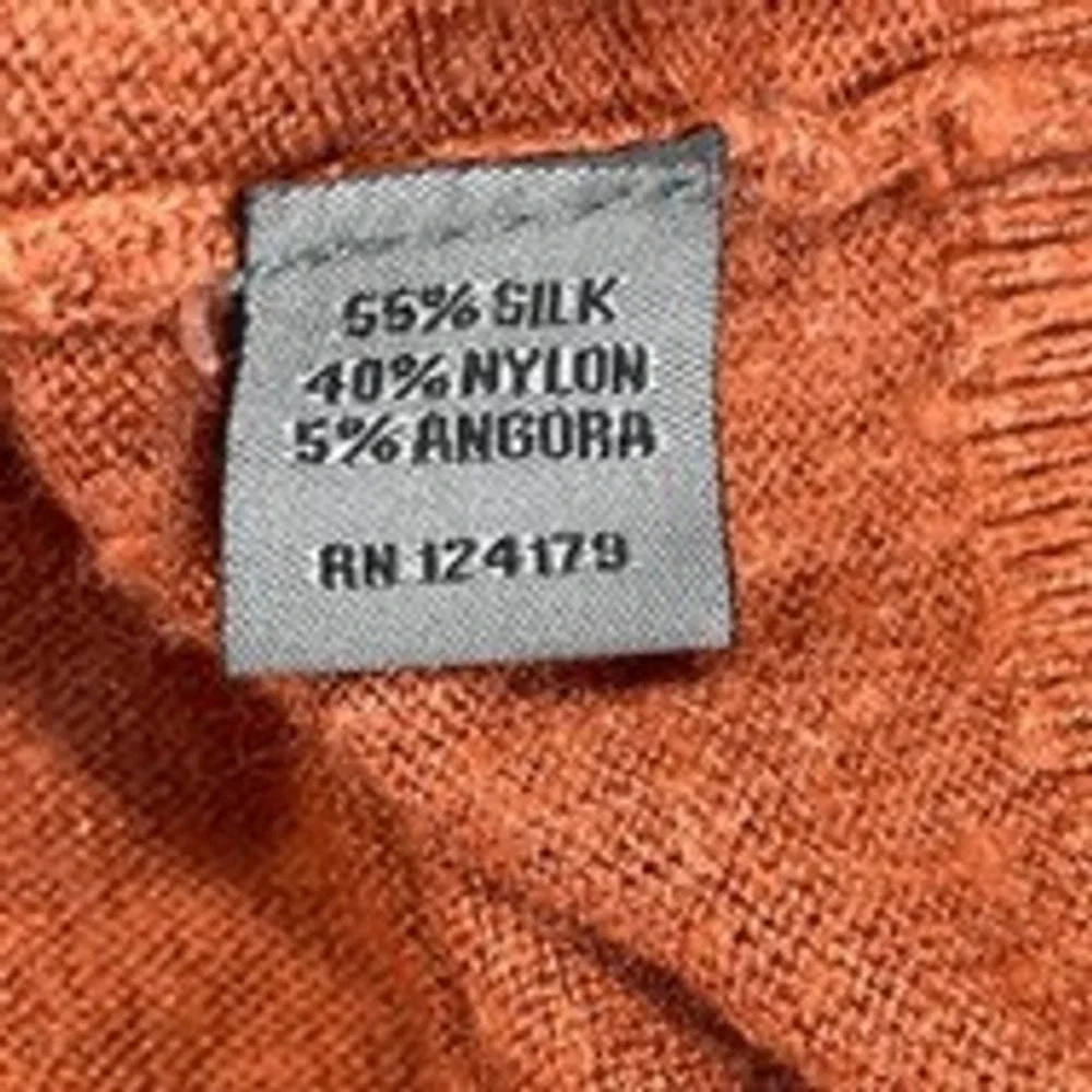 Mens‎ Silk Blend V Neck Sweater Size XL Orange Peppy Quiet Luxury Ivy League